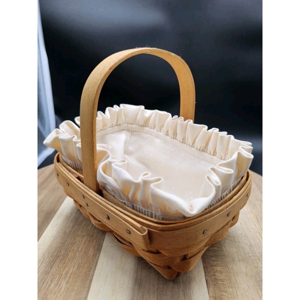 VTG 1996 Longaberger Signed American Cancer Society Basket & Liner 6"x 4"x‎ 2.5"